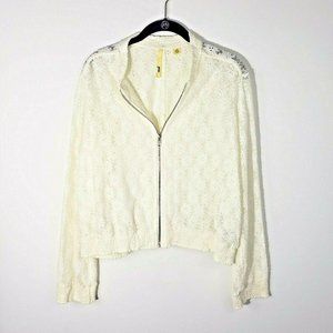 Grisbi Women's Sz Large Ivory Floral Lace Sweater